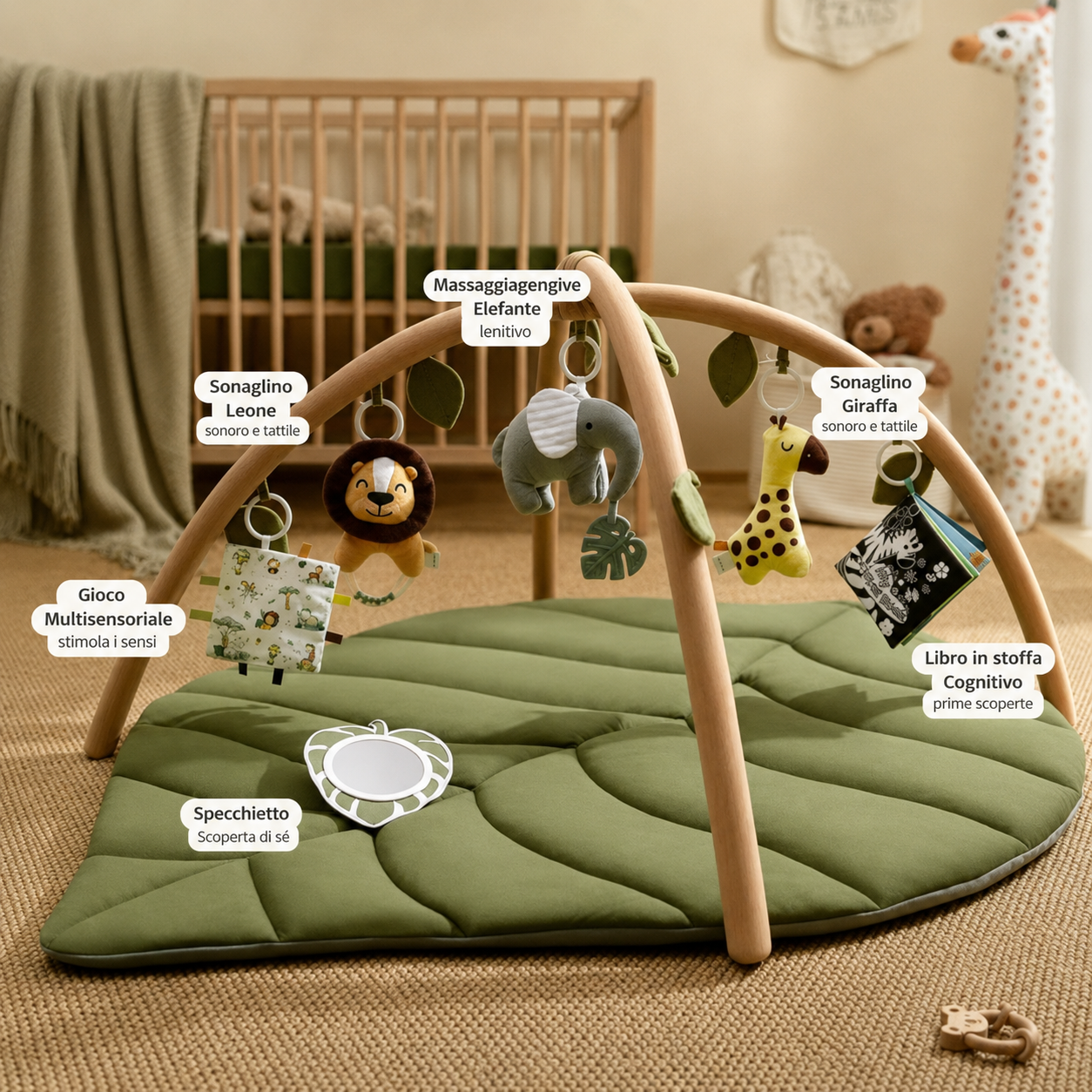 Baby Montessori™ - Tappeto tattile Safari (0+ Mesi)