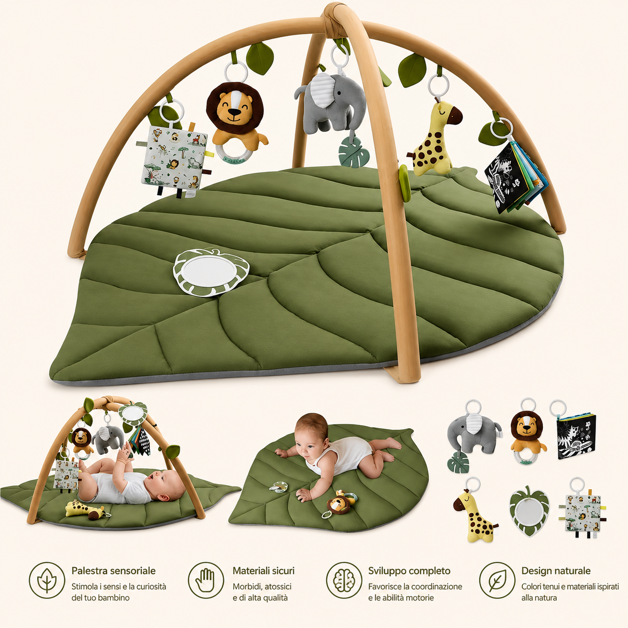 Baby Montessori™ - Tappeto tattile Safari (0+ Mesi)