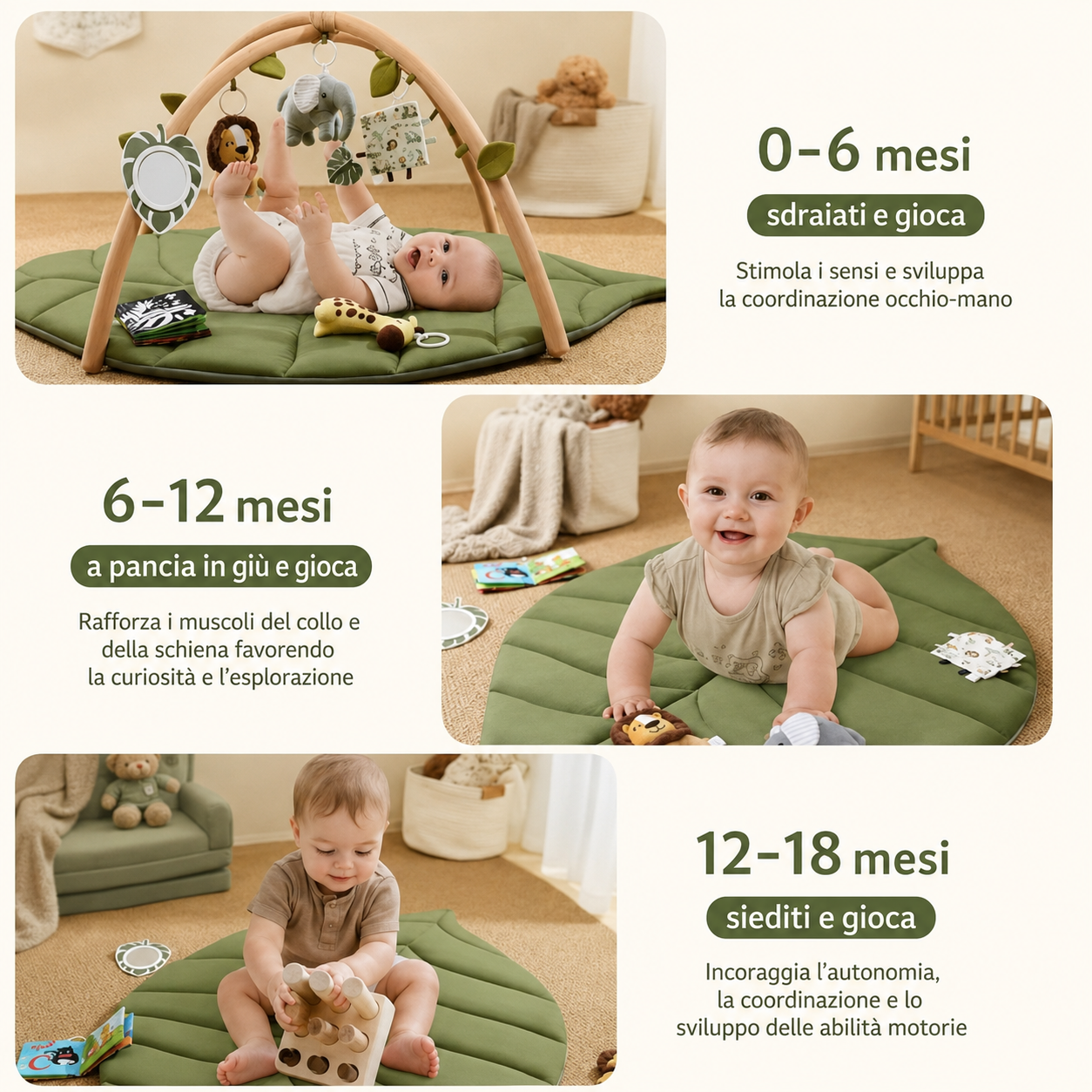 Baby Montessori™ - Tappeto tattile Safari (0+ Mesi)